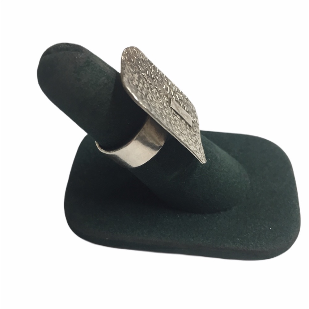 Large Rectangular Flat Sterling Silver Band Ring - image 1